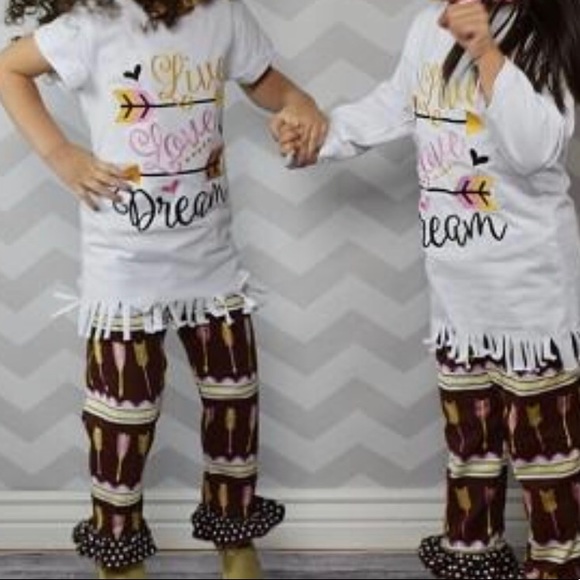 BoHo Arrows Fringe 3pc Boutique Top, Pant,BOW - Picture 4 of 8